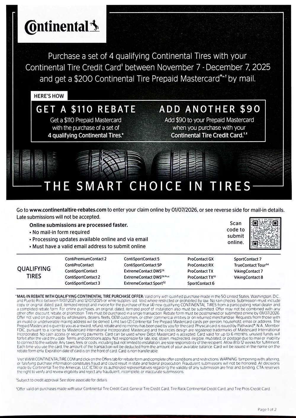 Continental Tire Rebates November–December 2025
